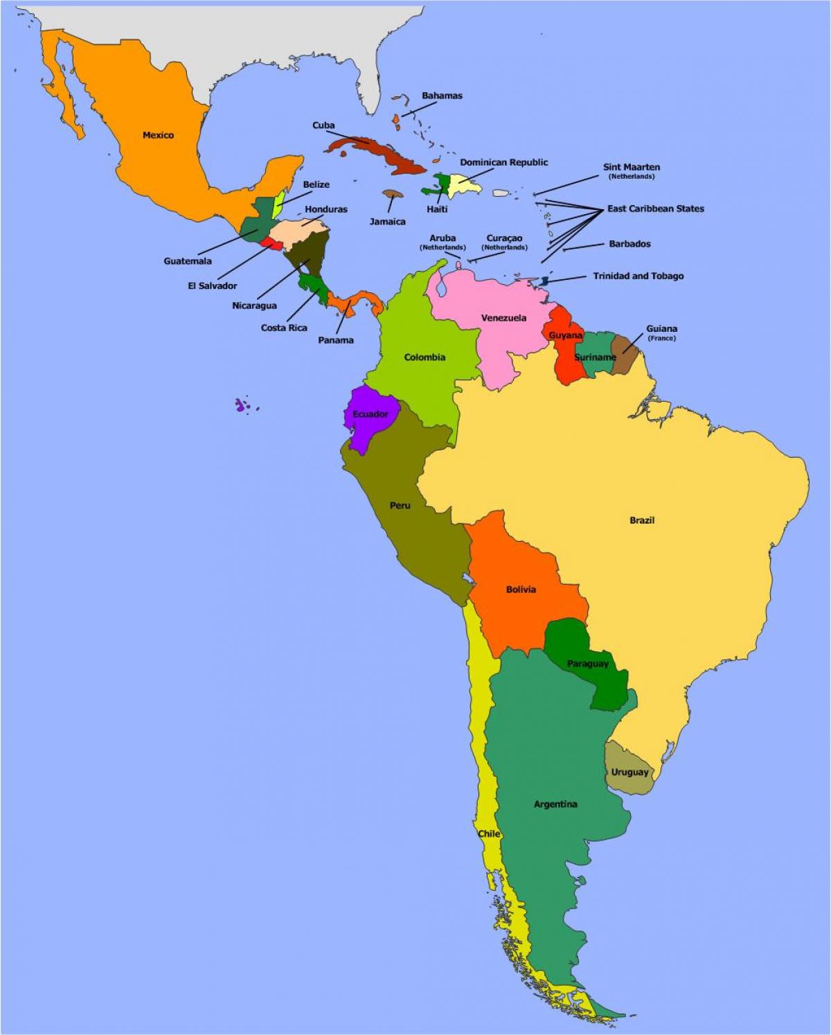 Mapa d'amèrica del sud de Belize