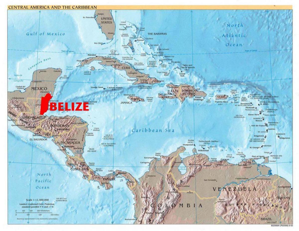 Mapa de Belize, a l'amèrica central