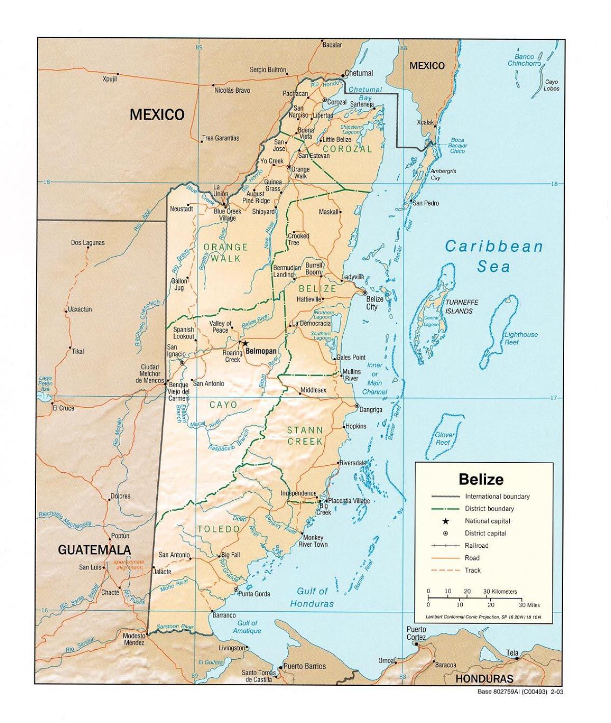 mapa de Belize