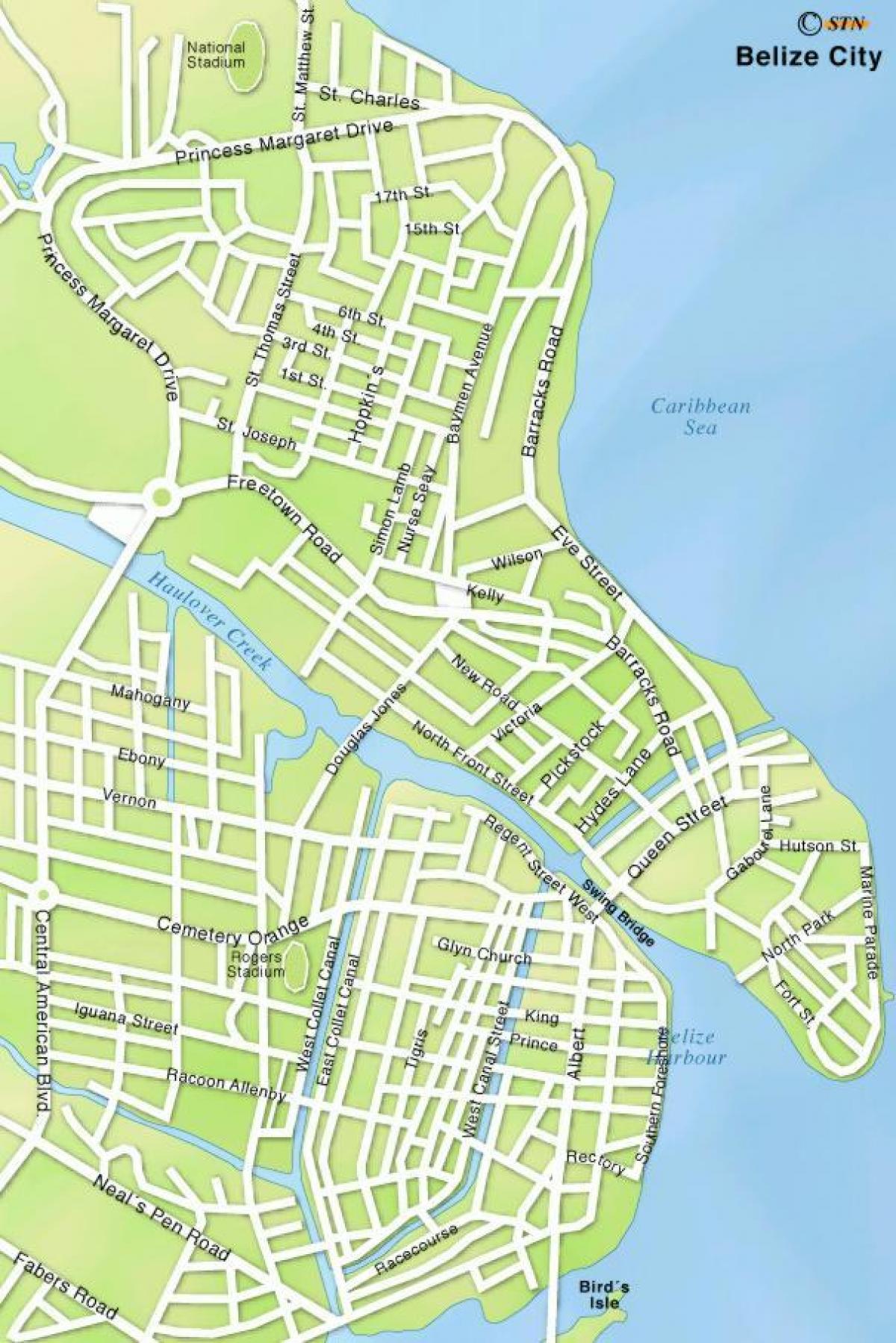 mapa de carrers de la ciutat de Belize