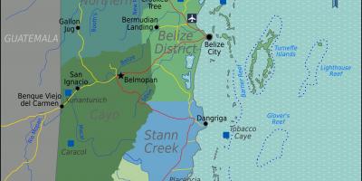 Mapa de la collita caye Belize