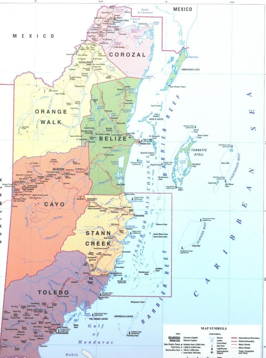 Mapa de Belize districte