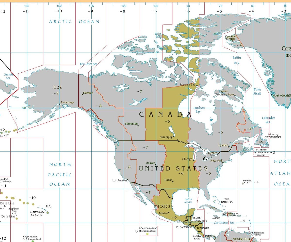 Mapa de Belize zona horària 