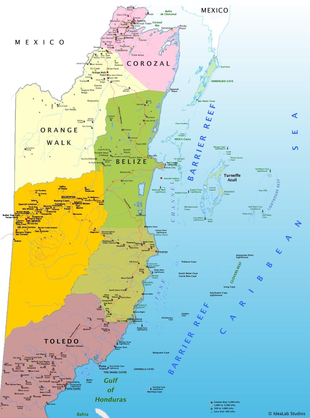 Mapa de Belize amb el poble