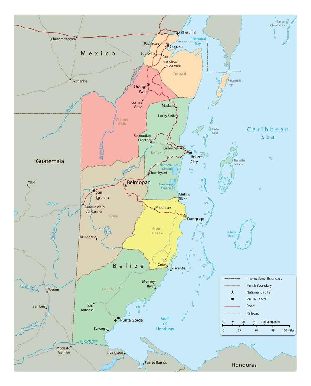 Mapa de política Belize