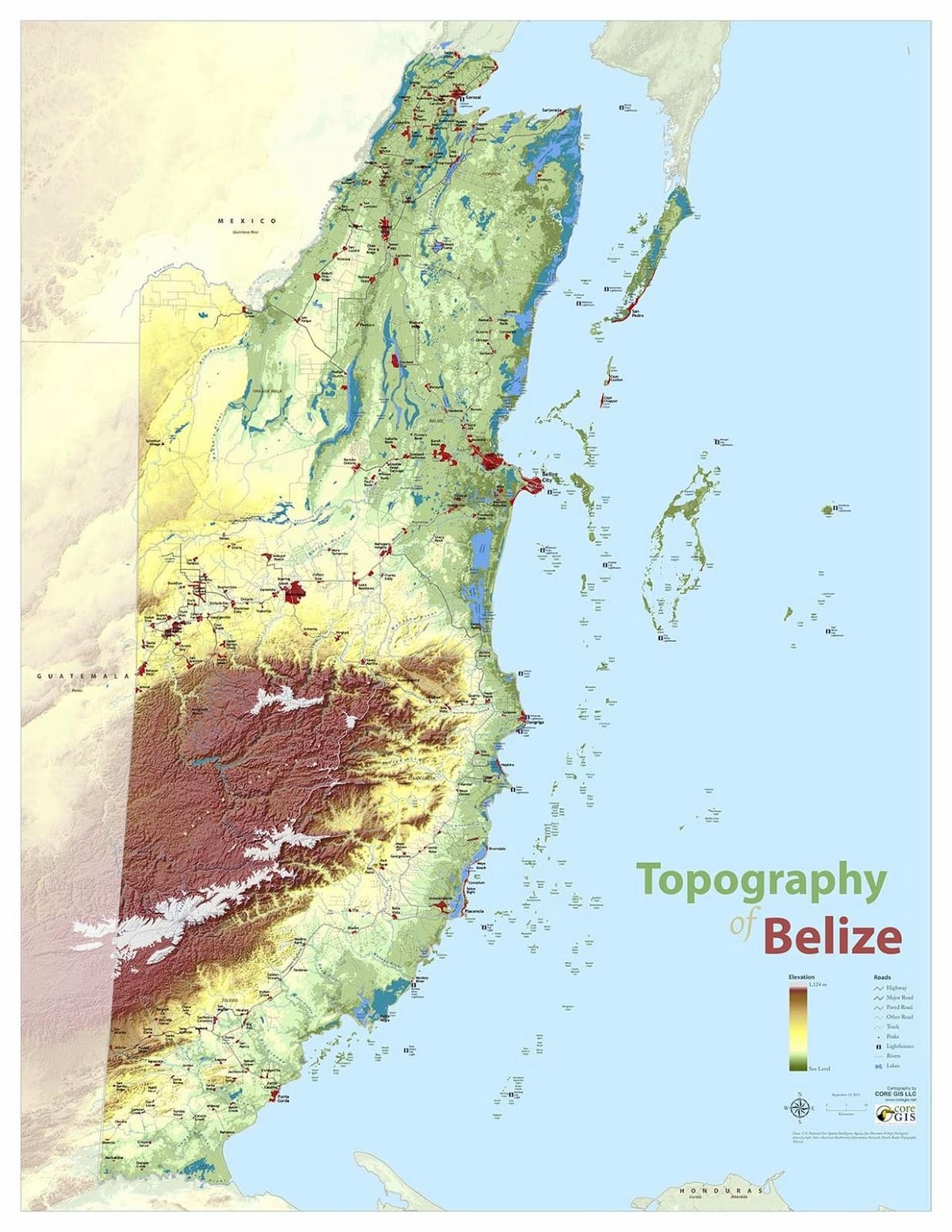 Mapa topogràfic de Belize