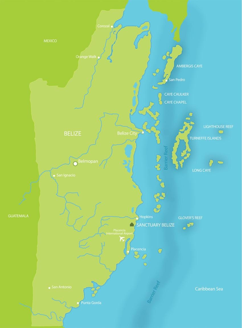 Mapa del santuari de Belize