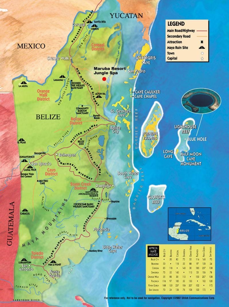 Mapa de tobacco caye Belize