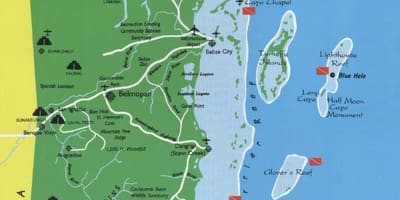 Mapa de Belize de busseig