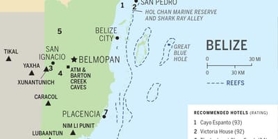 Mapa de Belize platges