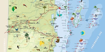 Mapa de Belize punts d'interès
