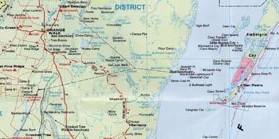 Detallat mapa de carreteres de Belize